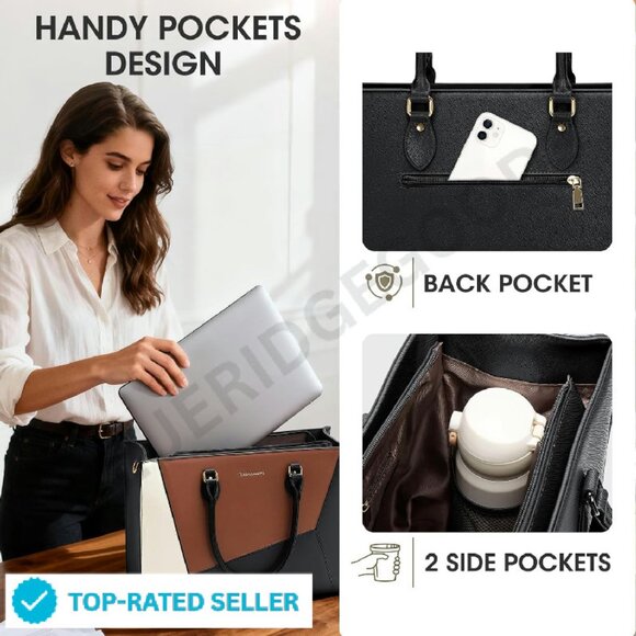 Large Waterproof Laptop Tote Bag Professional Office Work Briefcase Teacher - Picture 4 of 4